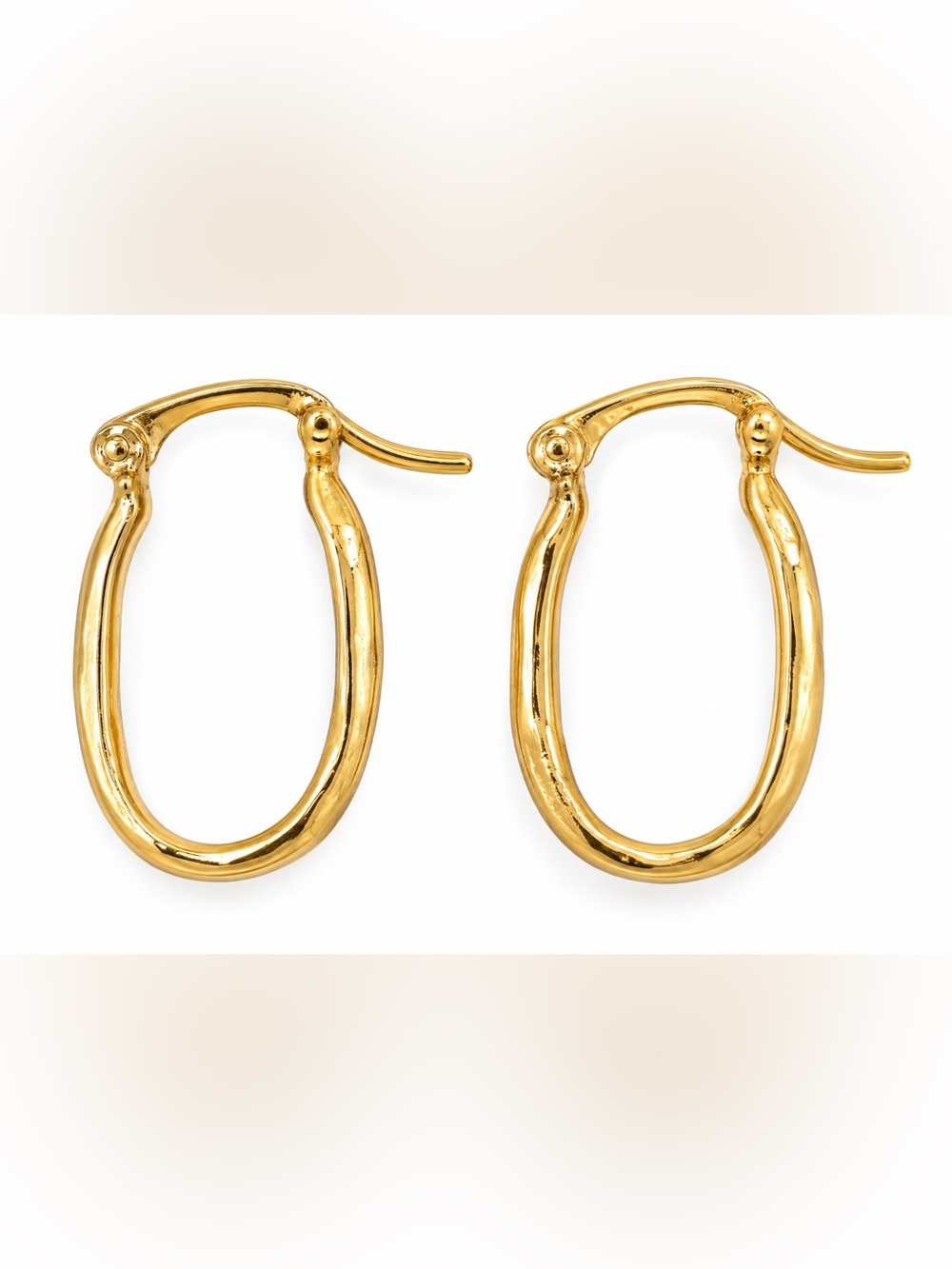 Gold Tone Oval Hoop Earrings Textured Hinged Lightweight